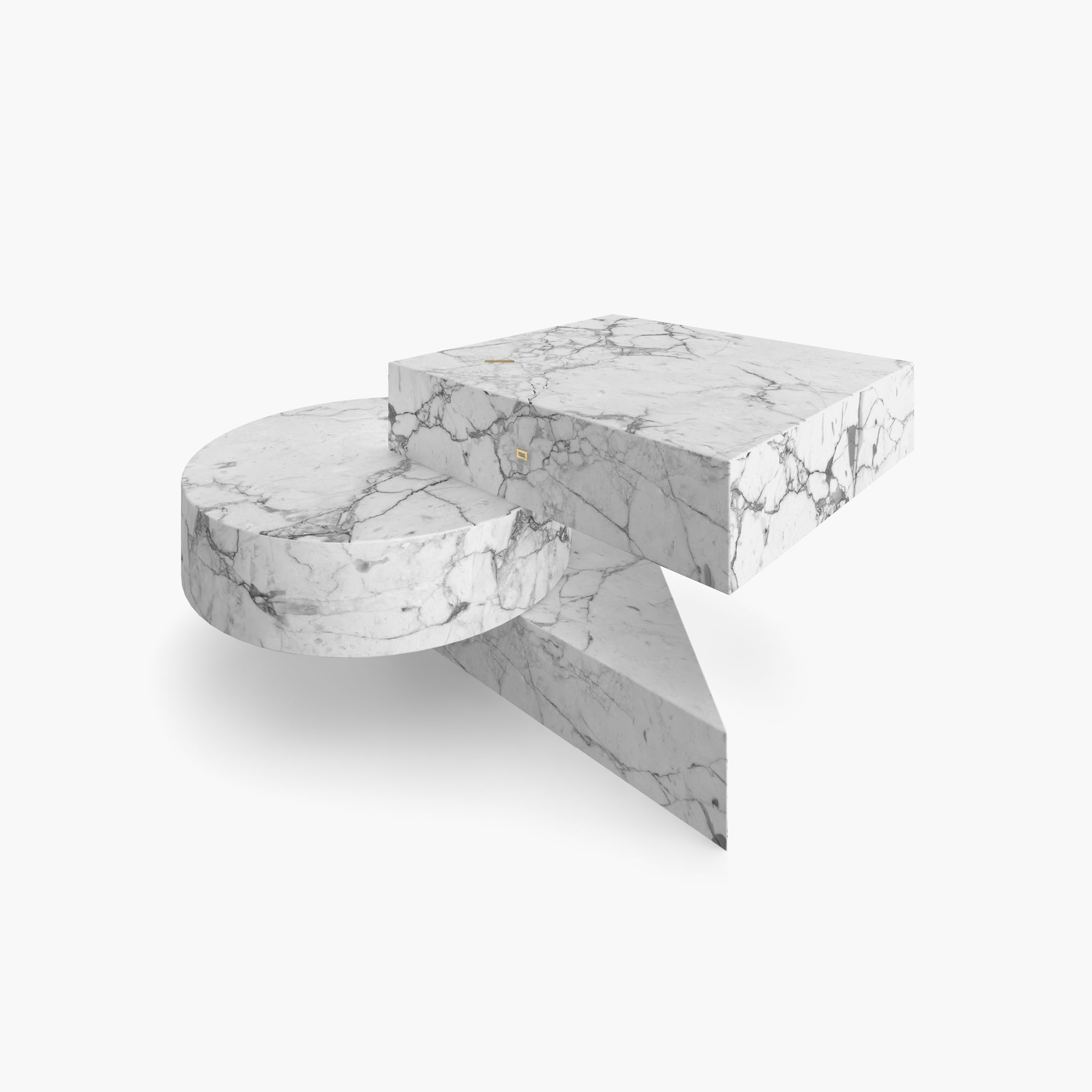 Beistelltisch Zylinder Quader Prisma Weiss Arabescato Marmor exklusiv Wohnzimmer Design Beistelltische FS 130 2 FELIX SCHWAKE