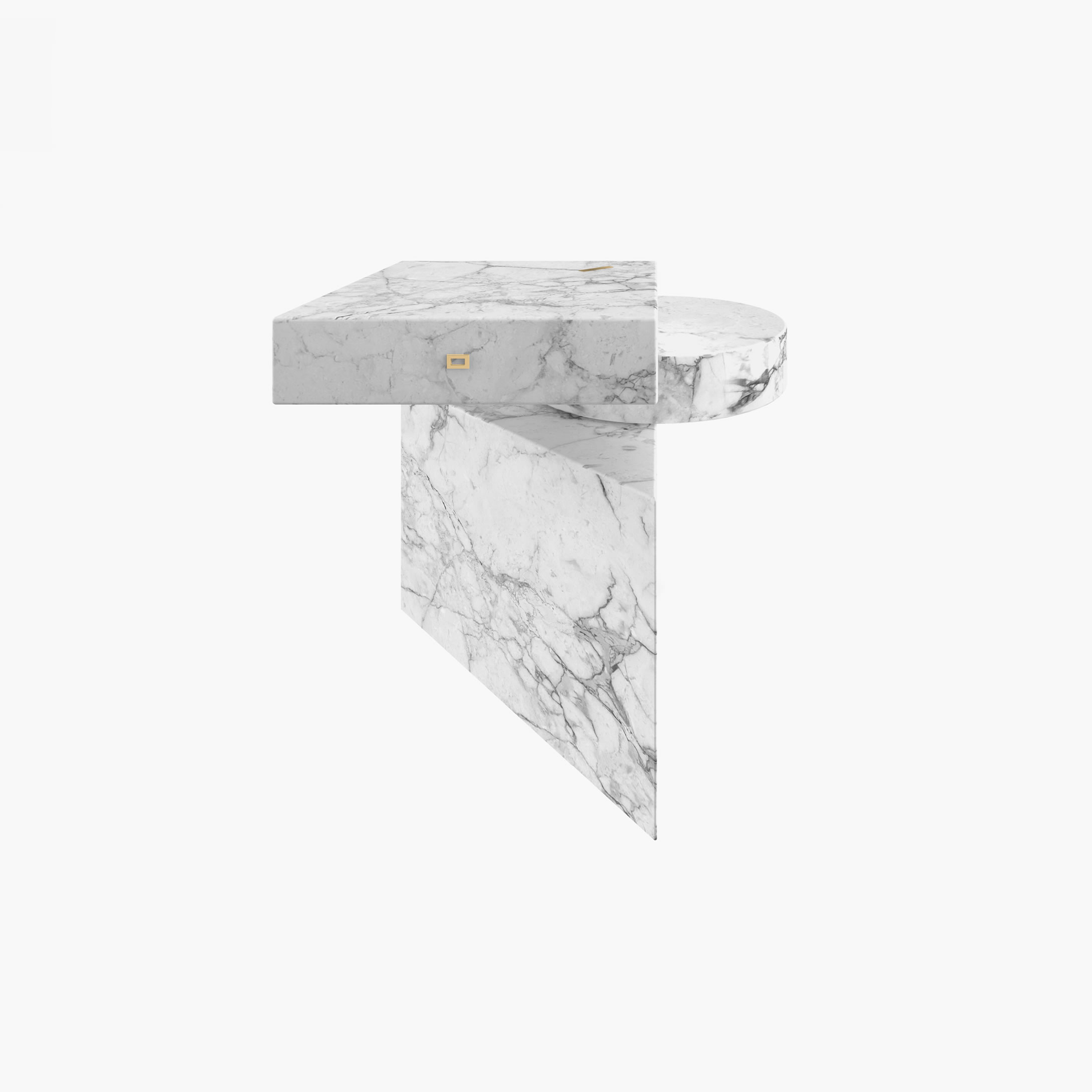 Beistelltisch Zylinder Quader Prisma Weiss Arabescato Marmor minimalistisch Wohnzimmer Innenarchitektur Beistelltische FS 116 FELIX SCHWAKE