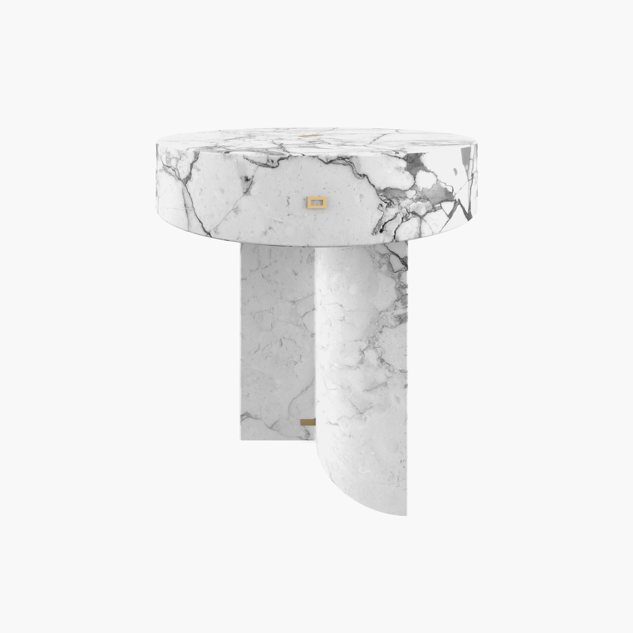Beistelltisch rund Zylinder Quader Prisma Weiss Arabescato Marmor hochwertig Wohnzimmer moderne Kunst Beistelltische FS 129 1 FELIX SCHWAKE