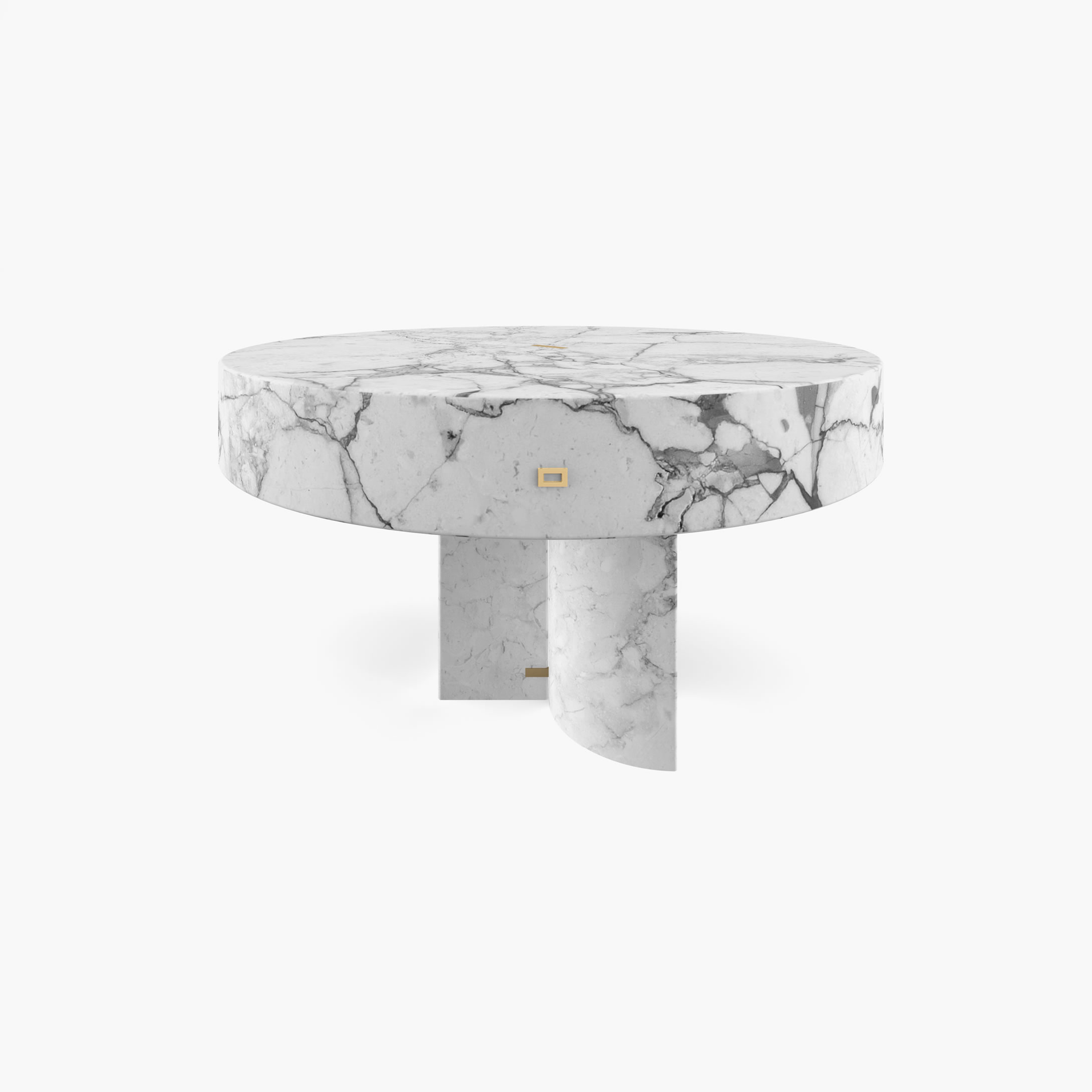 Beistelltisch rund Zylinder Quader Prisma Weiss Arabescato Marmor minimalistisch Wohnzimmer Innenarchitektur Beistelltische FS 127 FELIX SCHWAKE