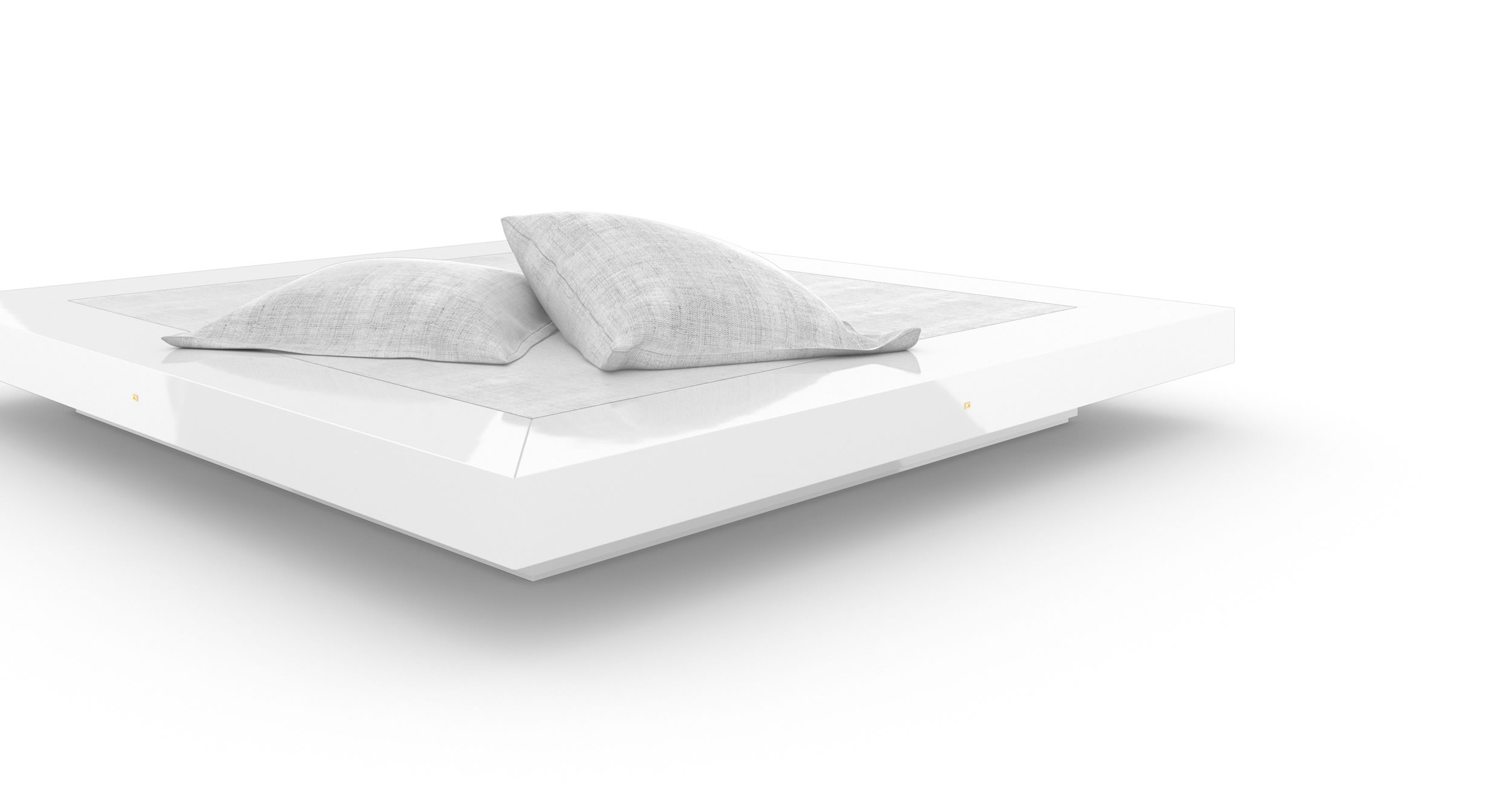 Design Bett Design Weiss Glaenzend Handgefertigt Einzigartig Premium Luxus InteriorFELIX SCHWAKE