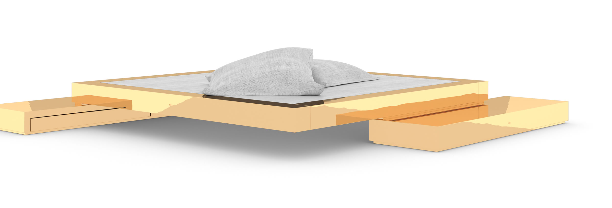 Design Bett Sideboards Exklusives Gold Handgefertigt Luxus Einzigartig Puristisch InteriorFELIX SCHWAKE