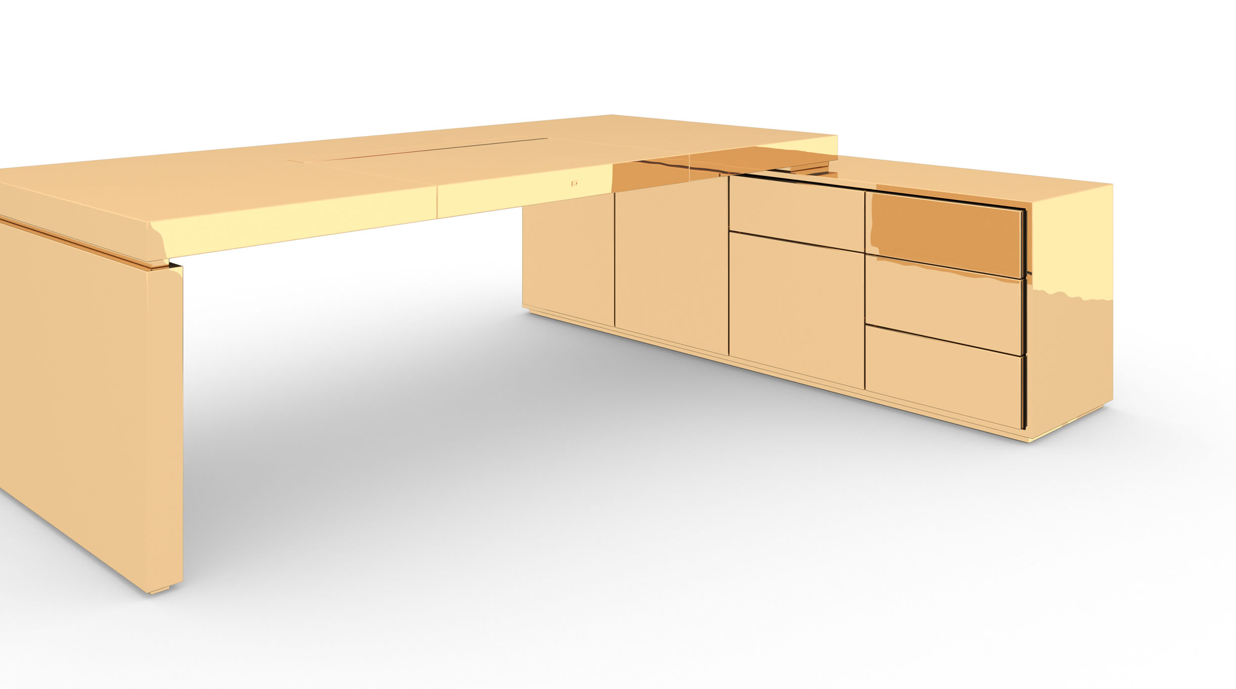 Design Schreibtisch Sideboard Exklusiv Gold Handgefertigt Einzigartig Luxus Puristisch InteriorFELIX SCHWAKE