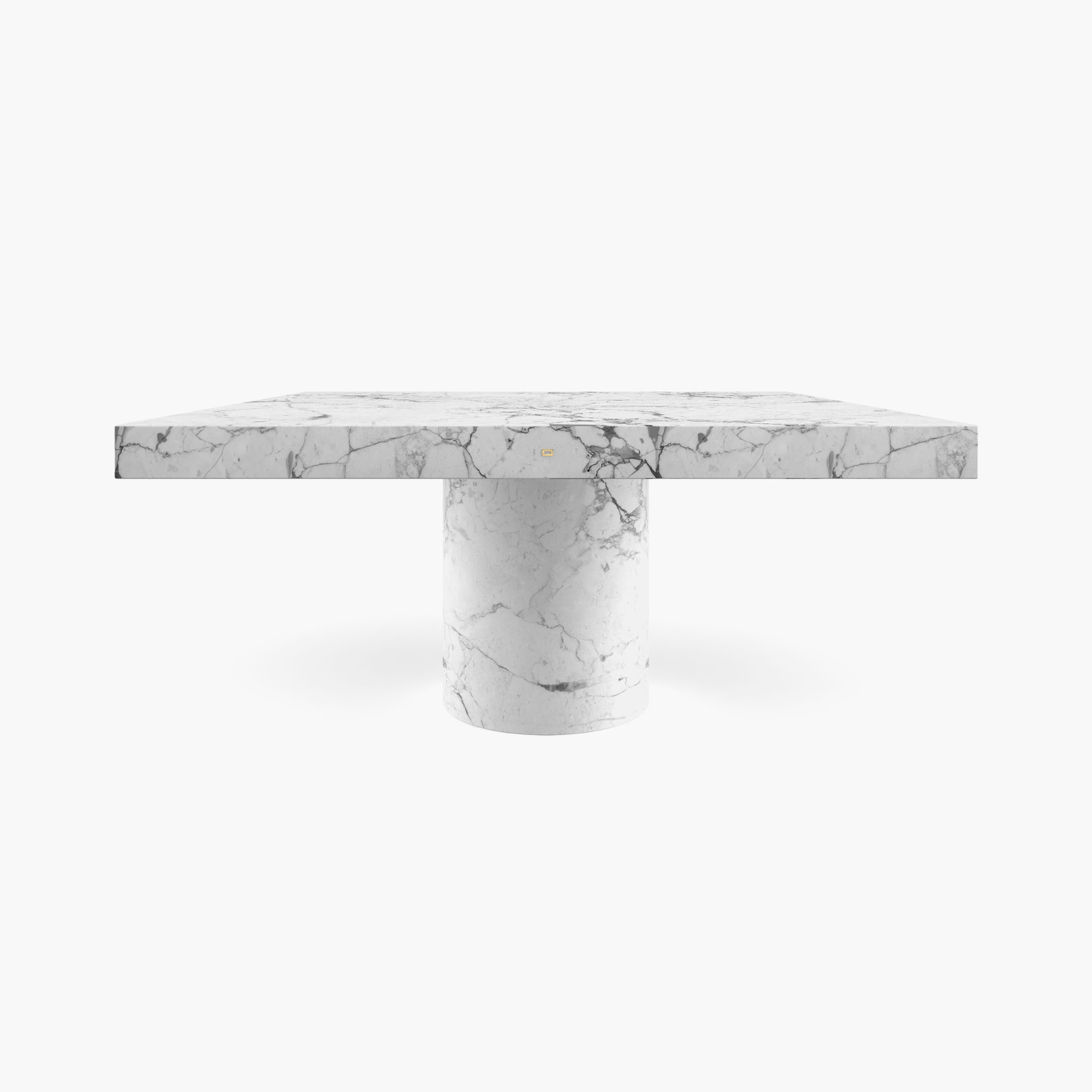 Dining Table cylindrically perforated cuboid leg White Arabescato Marble amazing Dining Room designer Dining Tables FS 194 G FELIX SCHWAKE
