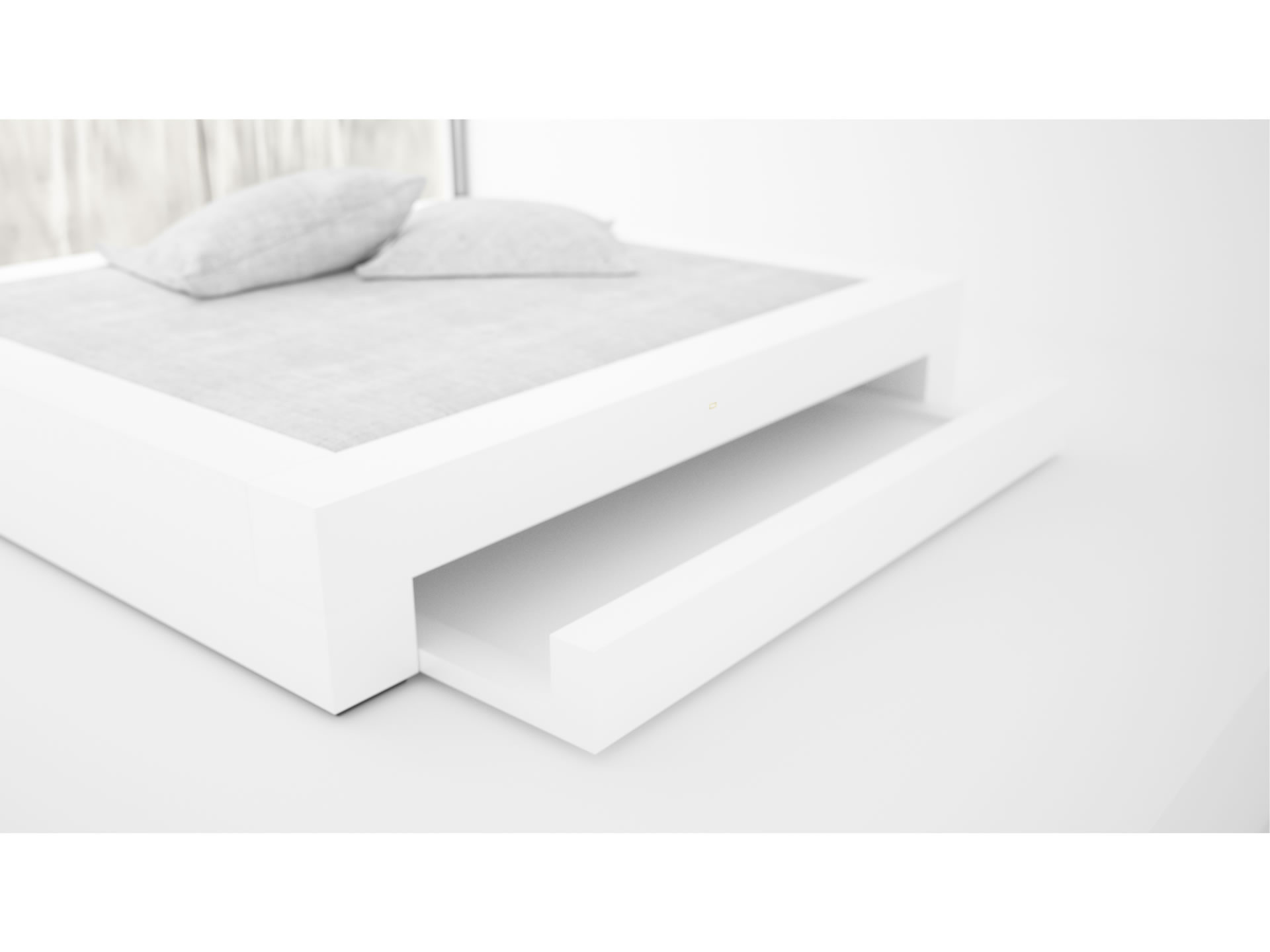 FELIX SCHWAKE BED I I Nobel White Bed with Drawers