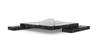 FELIX SCHWAKE BED VI Low Bed Marble Onyx Black art purism