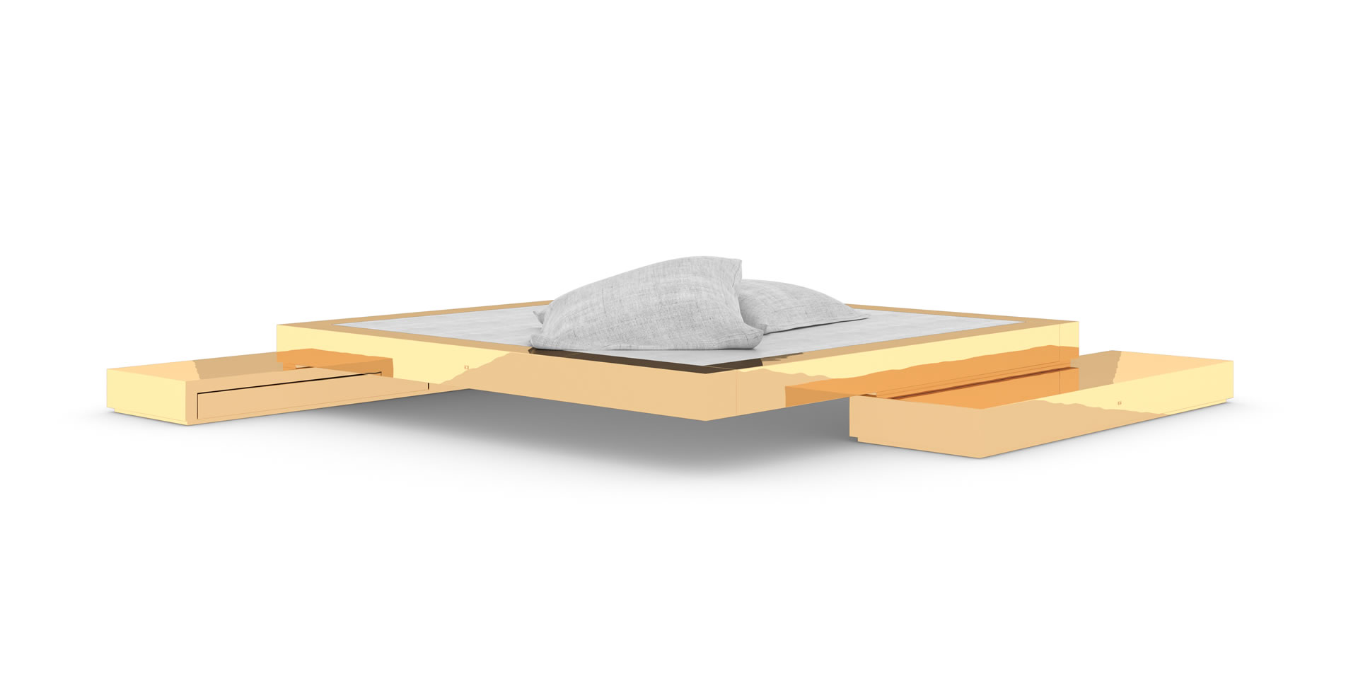 vB6 Design-Bett mit Bettkästen, Gold - FELIX SCHWAKE