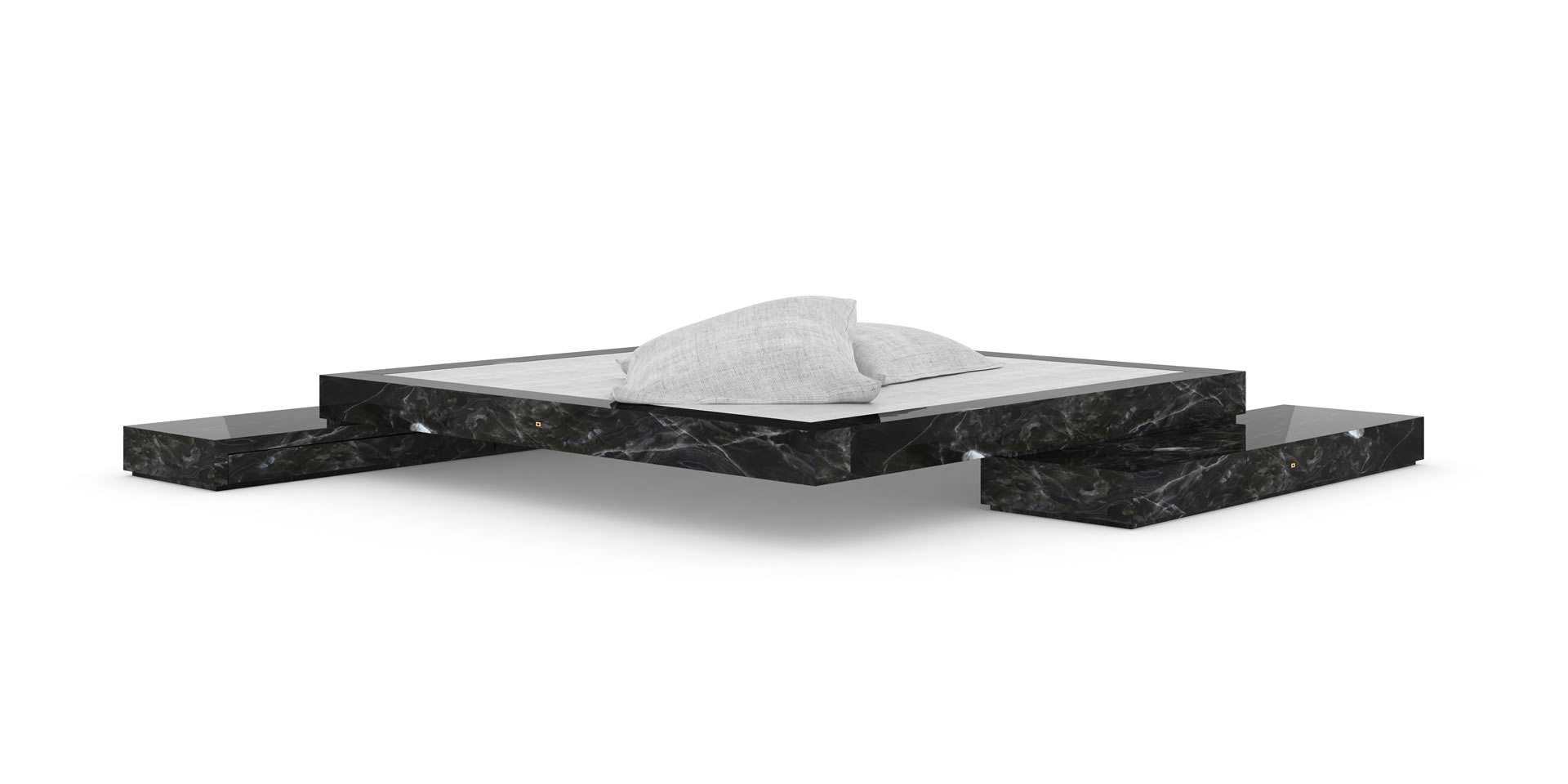 B6 Design-Bett mit Bettkästen, Marmor, Schwarz - FELIX SCHWAKE