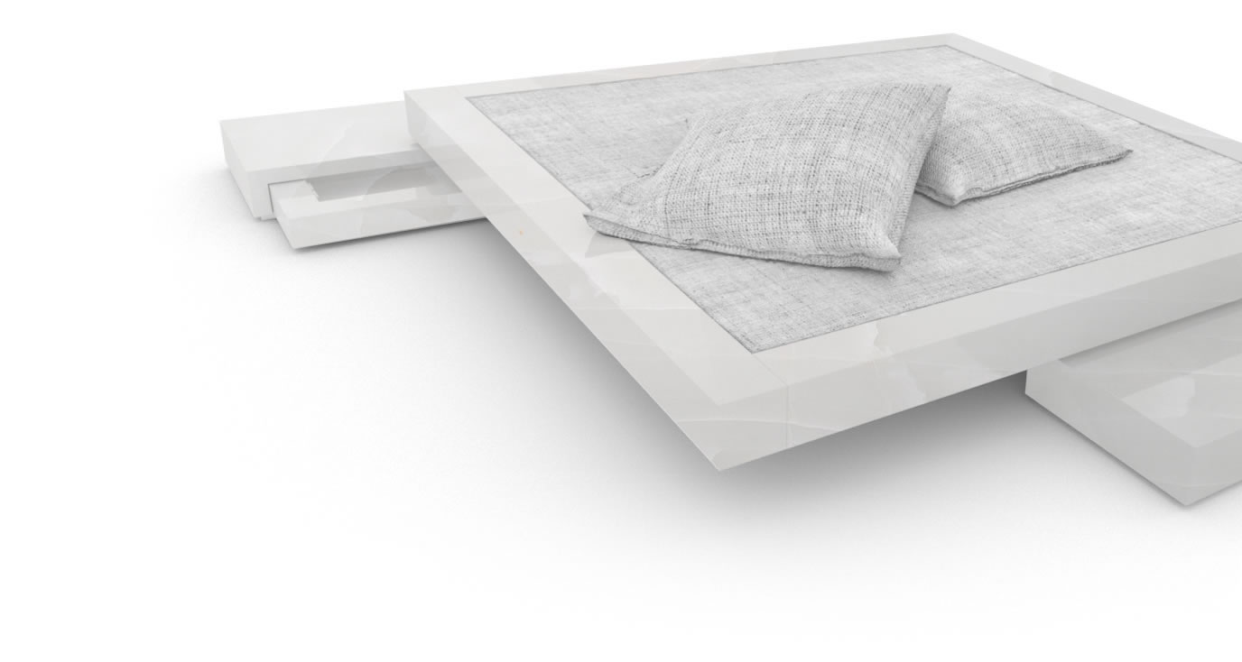 FELIX SCHWAKE BETT VI Onyx Marmor Weiss Modernes Design Bett