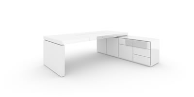 FELIX SCHWAKE DESK IV I I 1 sideboard piano lacquer white individually customized