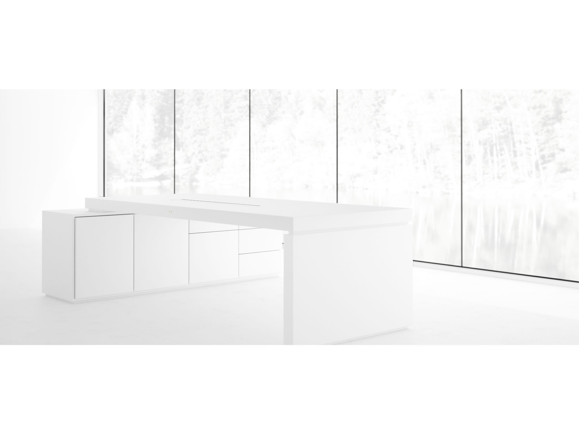 FELIX SCHWAKE DESK IV I Nobel White Executive Desk with Pull Out Sideboard for PC Printer custom built