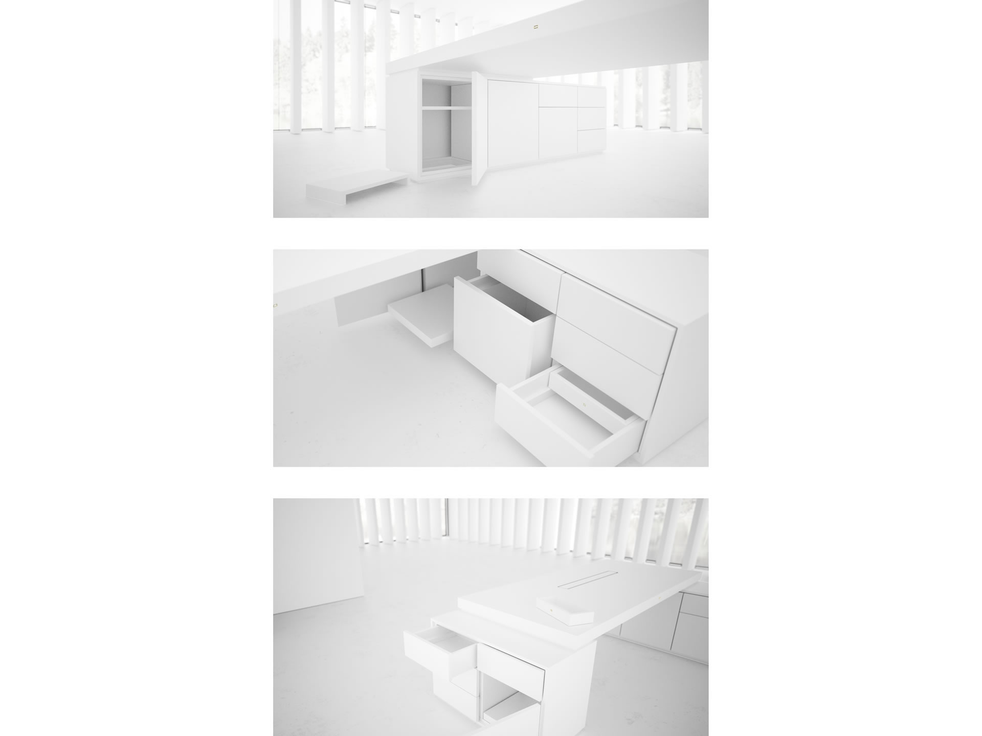 FELIX SCHWAKE DESK IV II I Nobel White Big Corner Desk with Two Sideboards for PC Printer