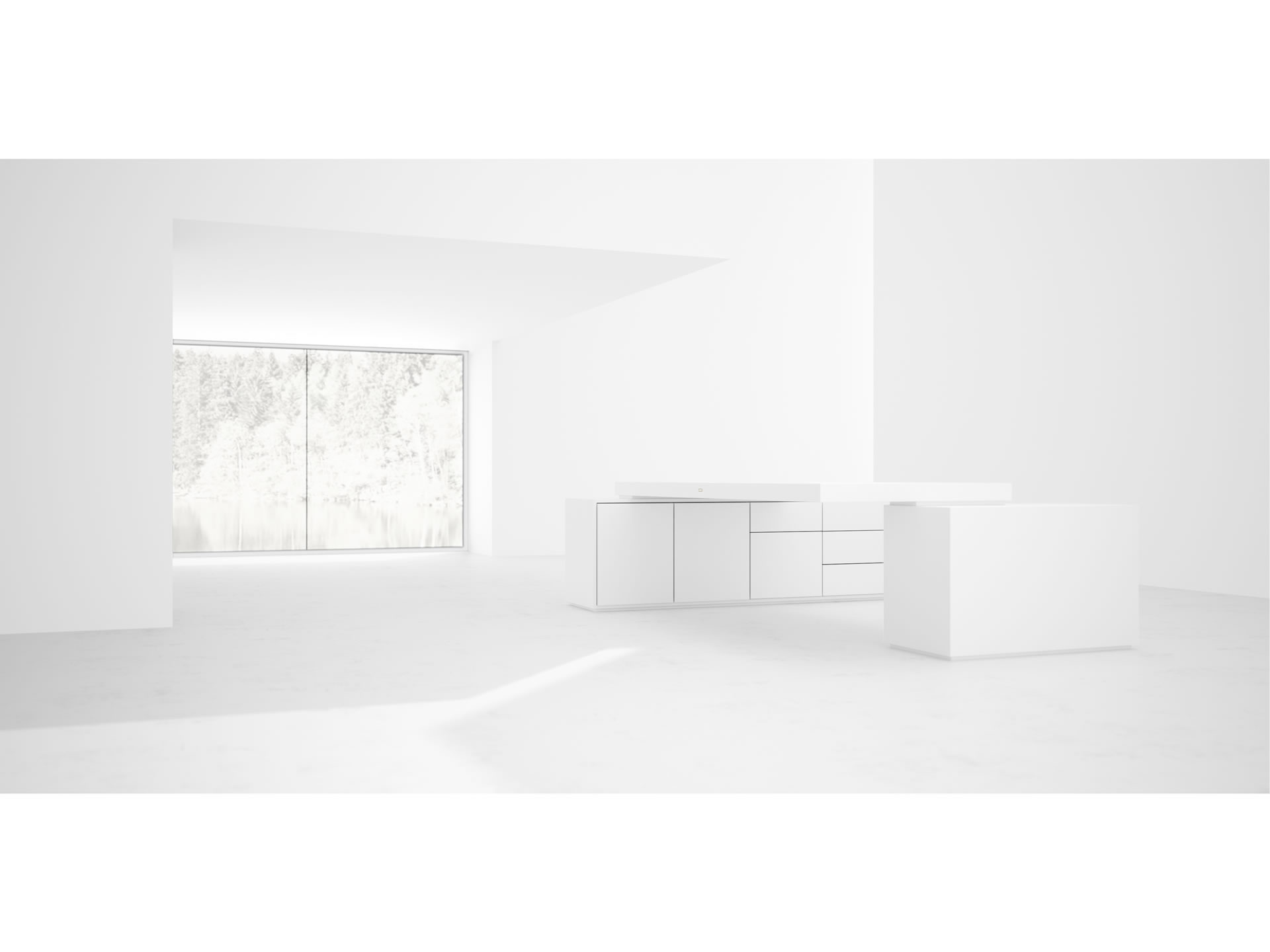 FELIX SCHWAKE DESK IV II Innovation White Large Desk with Two Sideboards for PC Printer
