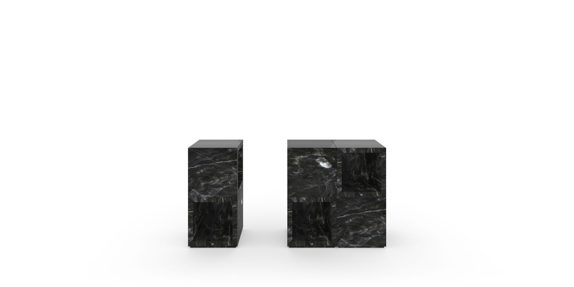 R1.1 Design-Stele aus Würfeln, Marmor, Schwarz - FELIX SCHWAKE