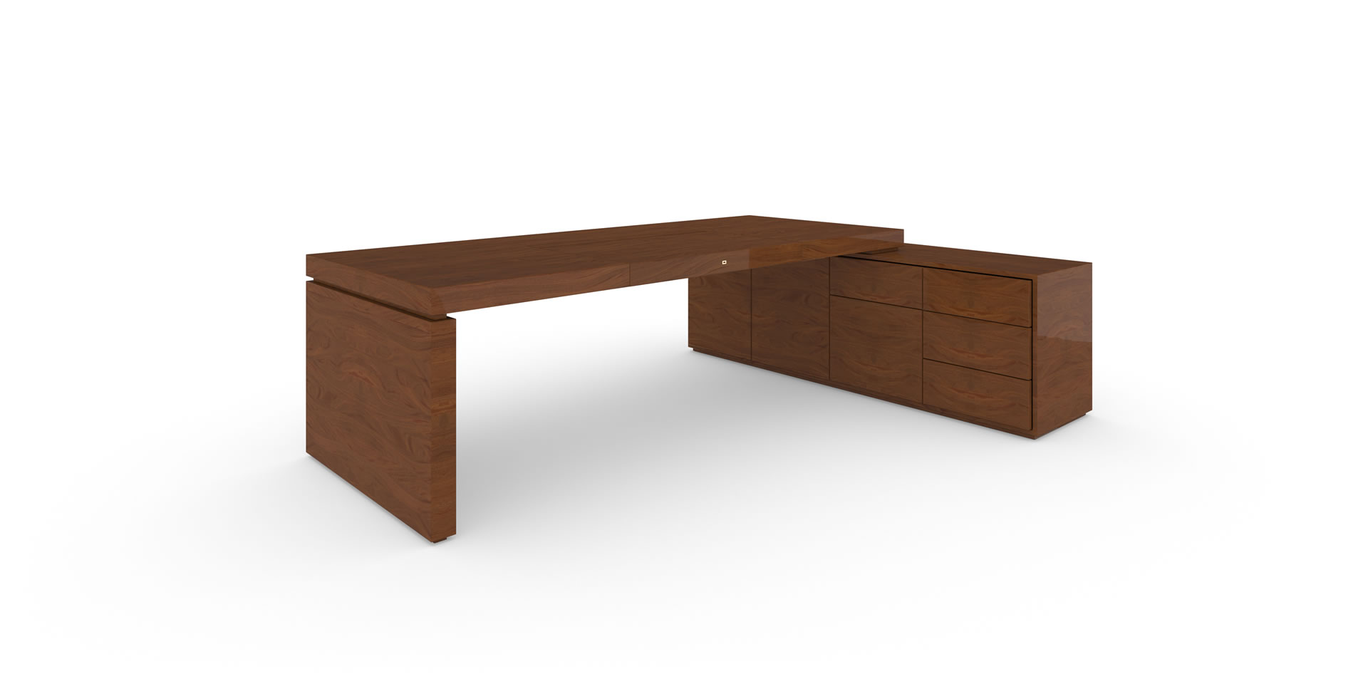 S4.1 Design Chef-Schreibtisch, 1-Sideboard, Mahagoni Edelholz - FELIX SCHWAKE
