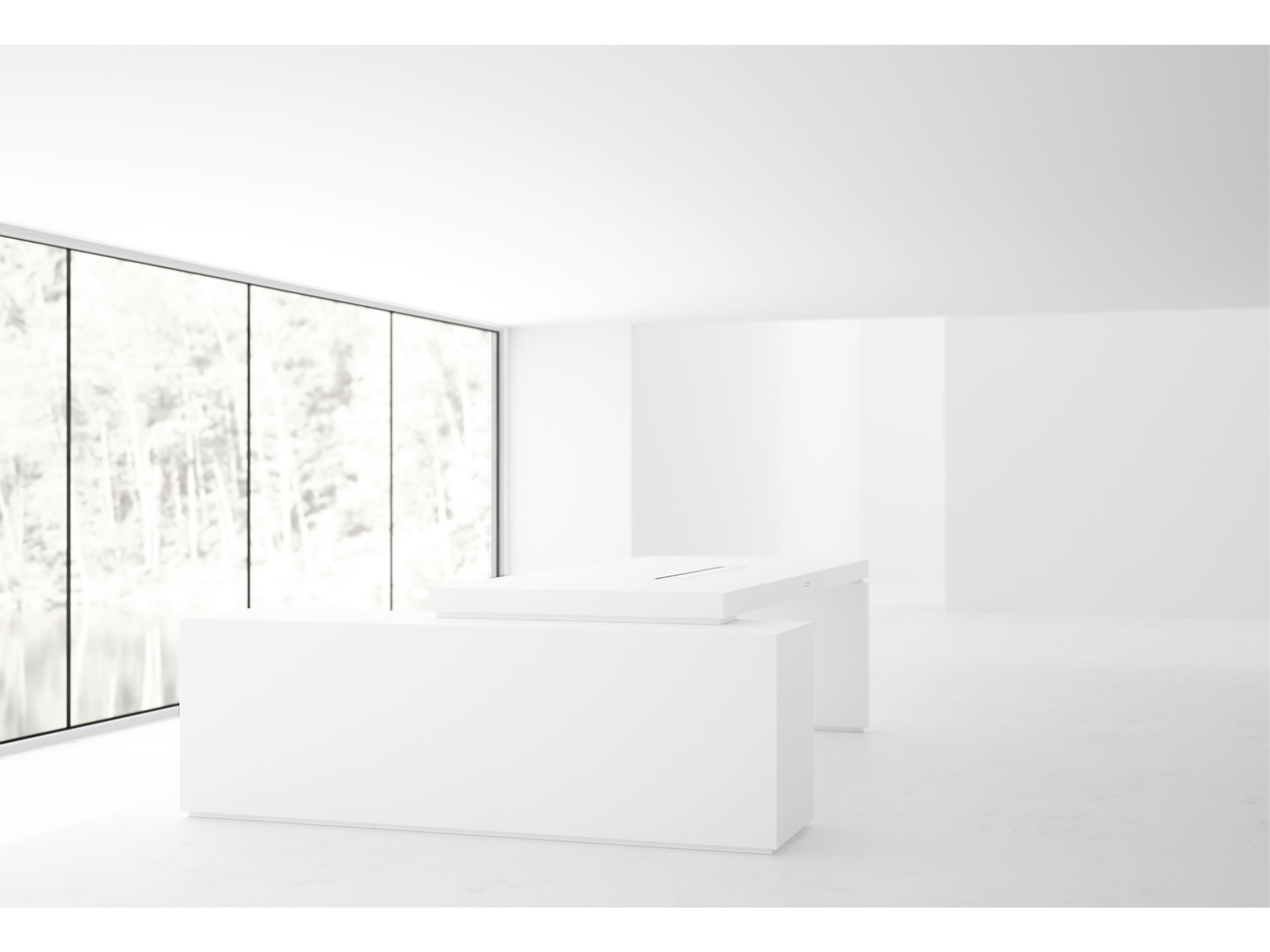 FELIX SCHWAKE SCHREIBTISCH IV I Klassischer Weisser Chef Schreibtisch Mit 1 Technik Sideboard Fuer PC Drucker