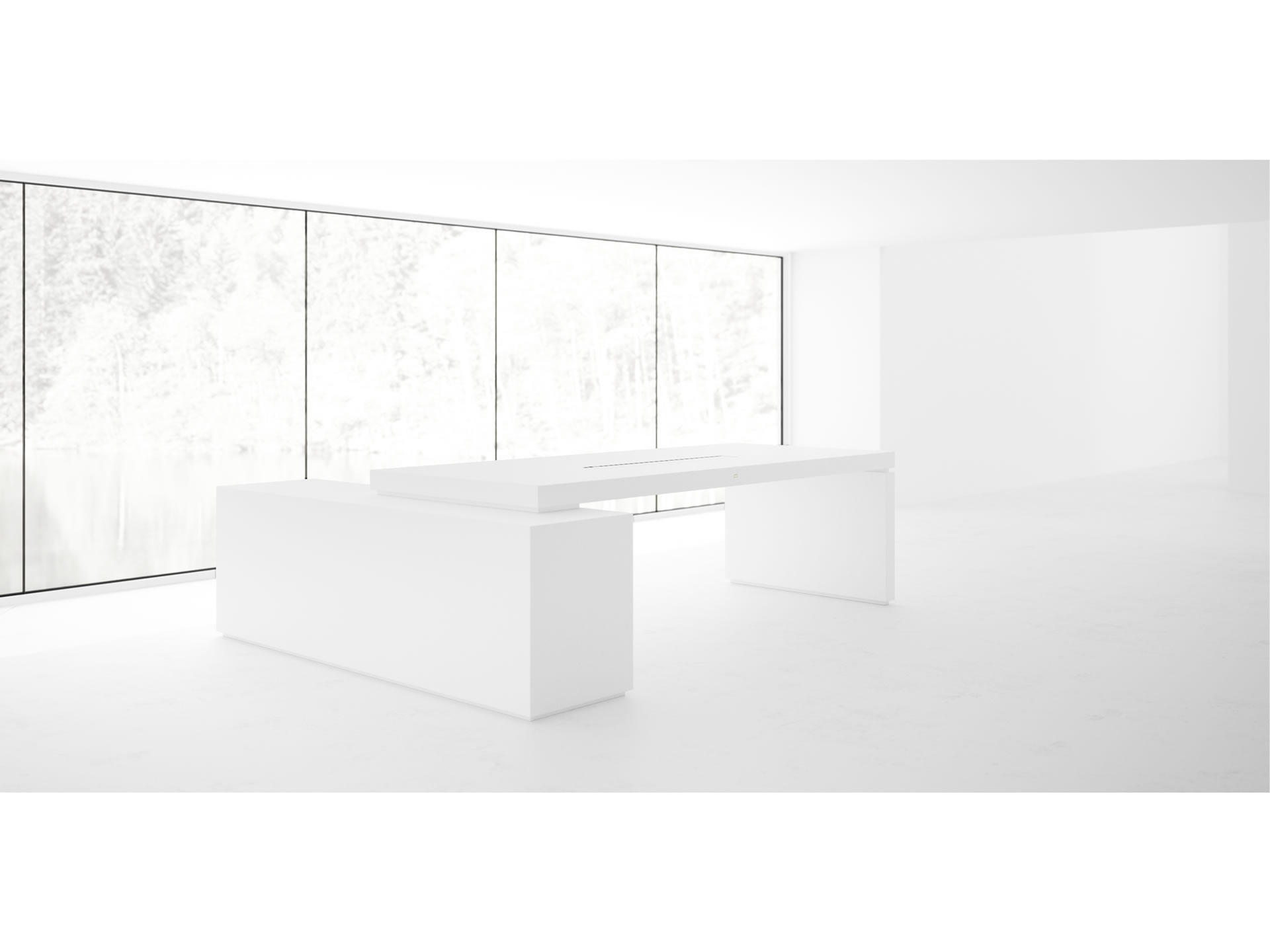 FELIX SCHWAKE SCHREIBTISCH IV I Luxurioeser Weisser Chef Schreibtisch Mit 1 Technik Sideboard Fuer PC Drucker