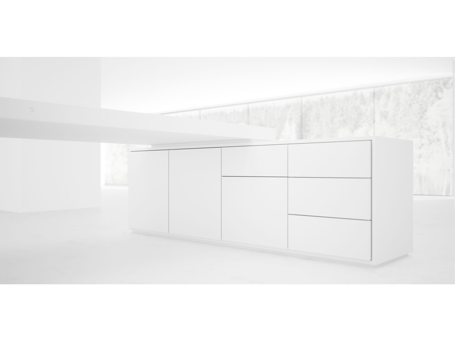 FELIX SCHWAKE SCHREIBTISCH IV I Minimalistischer Weisser Chef Schreibtisch Mit 1 Technik Sideboard Fuer PC Drucker