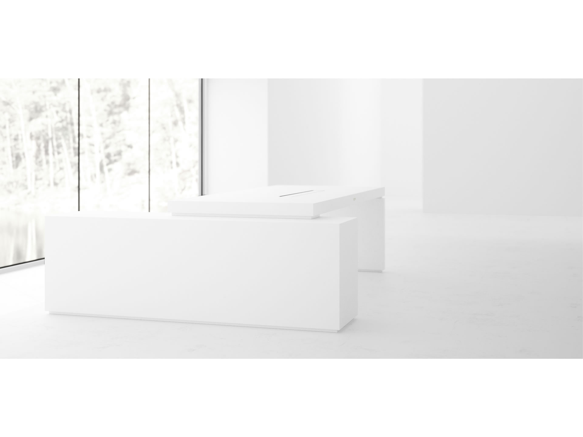 FELIX SCHWAKE SCHREIBTISCH IV I limitierter Weisser Chef Schreibtisch Mit 1 Technik Sideboard Fuer PC Drucker