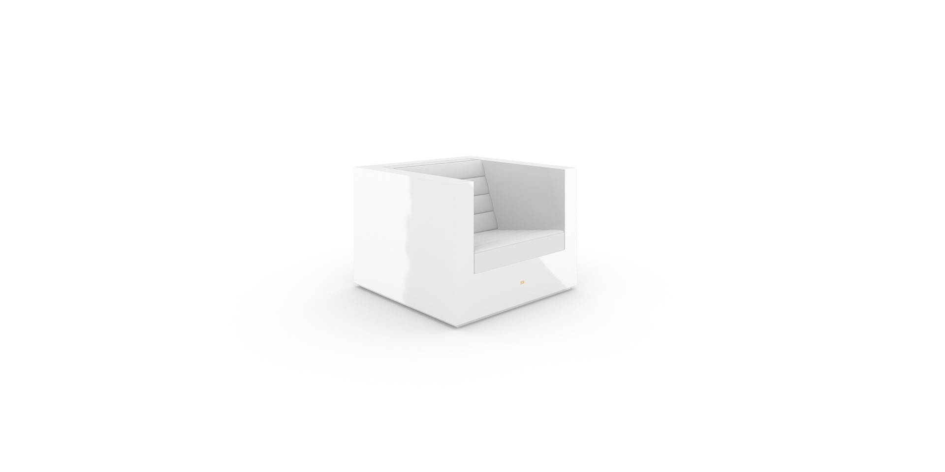 ST3 Quadratischer Sessel mit Armlehnen - klein, Klavierlack Weiß – FELIX SCHWAKE