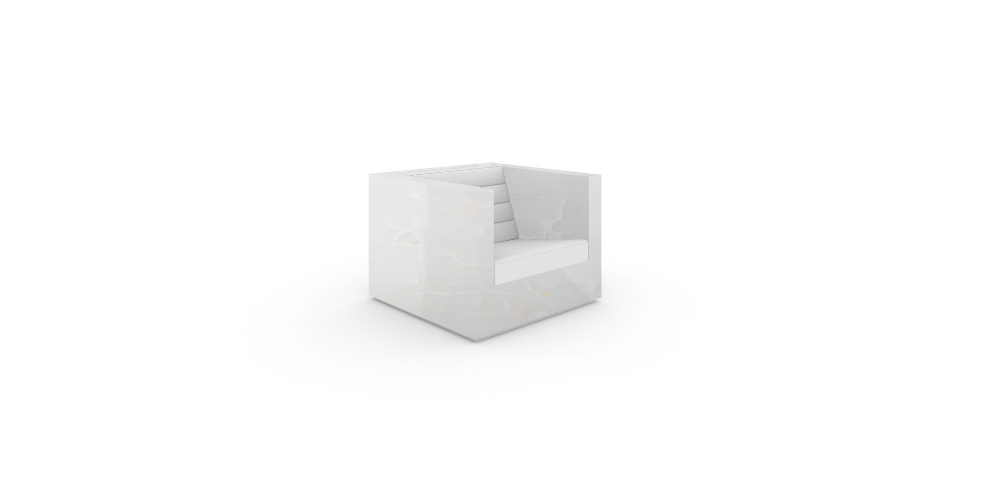 ST3 Quadratischer Sessel mit Armlehnen - klein, Marmor, Weiß – FELIX SCHWAKE
