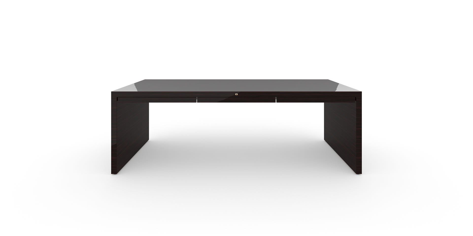 T1.1 Design-Tisch mit Schubladen, Makassar Edelholz - FELIX SCHWAKE