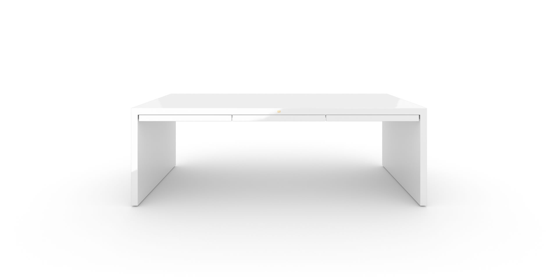 T1.1 Design-Tisch mit Schubladen, Klavierlack Weiß - FELIX SCHWAKE