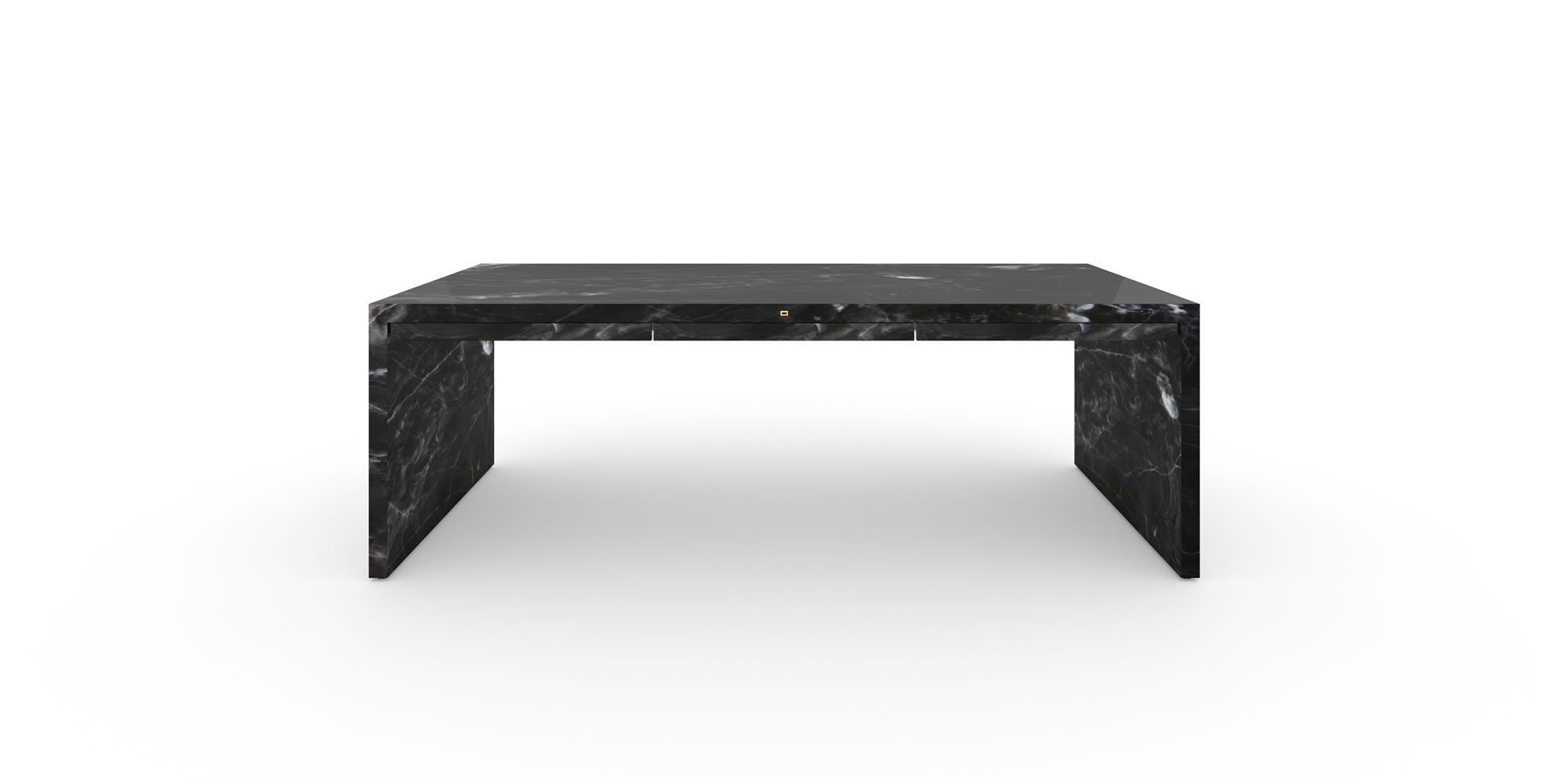 T1.1 Design-Tisch mit Schubladen, Marmor, Schwarz - FELIX SCHWAKE