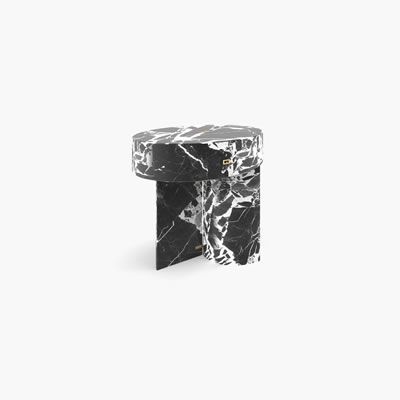 Marble Side Table Black White FS128a