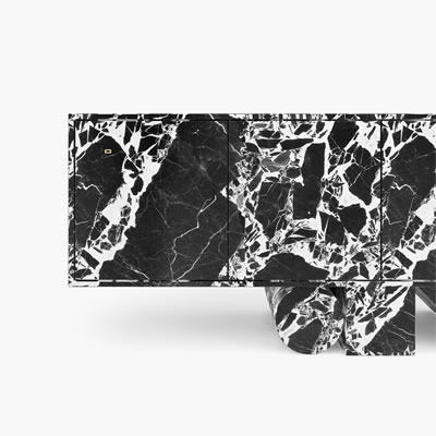 Marble Sideboard Black White FS151a
