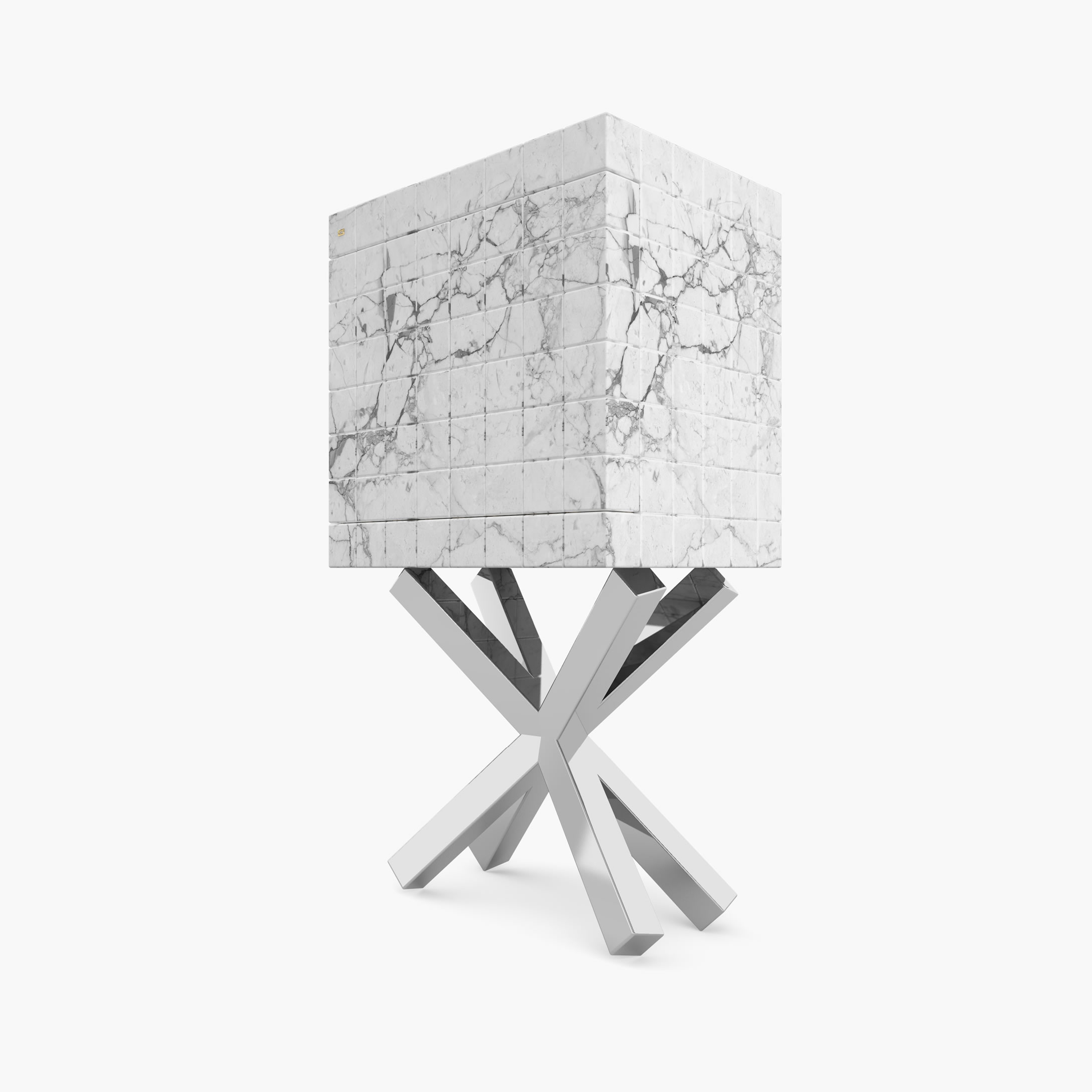 Schrank aus Kuben Weiss Arabescato Marmor minimalistisch Wohnzimmer Luxus Schraenke FS 146 A FELIX SCHWAKE