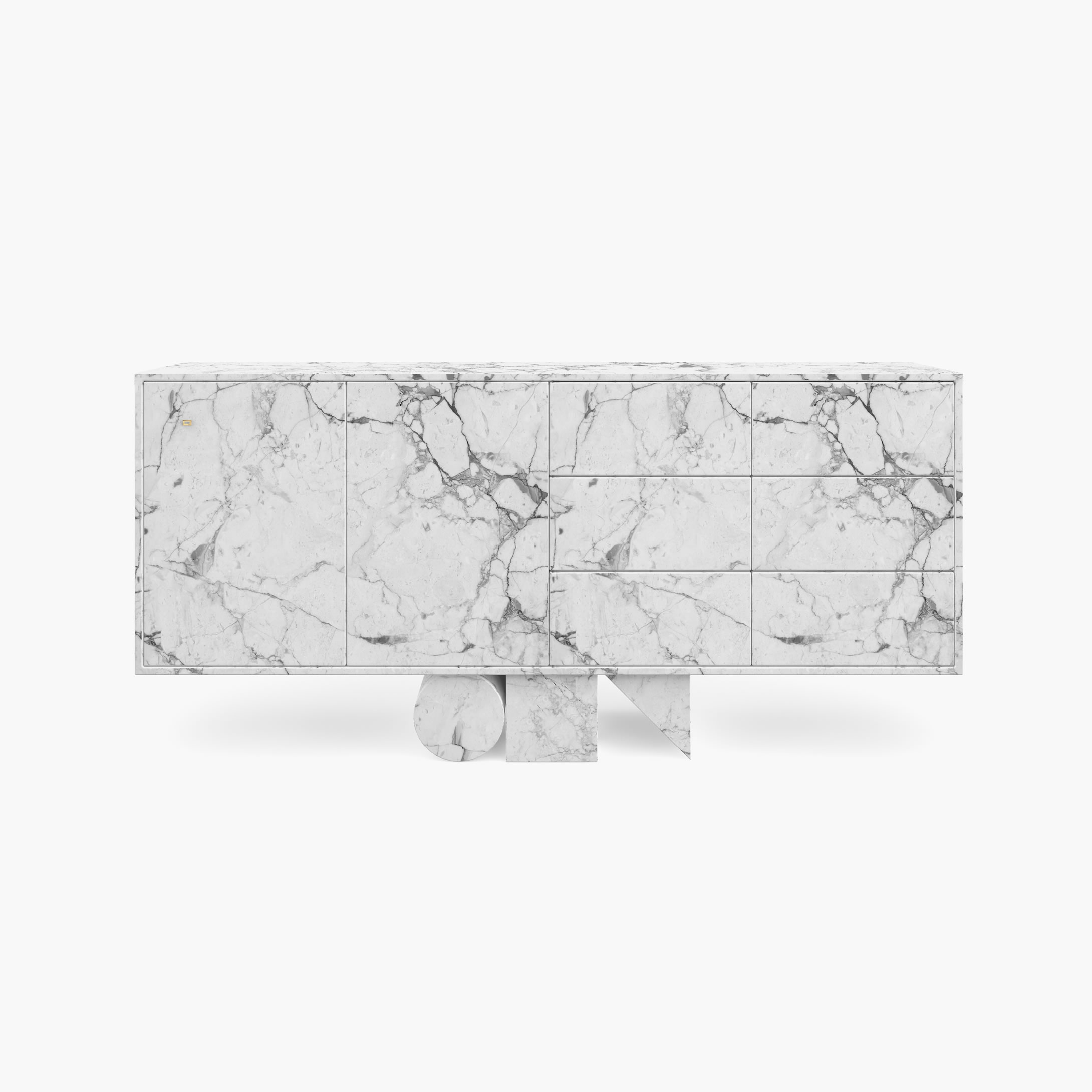 Sideboard Doors drawers White Arabescato Marble architectural Living Room art work Consoles  Sideboards FS 4 FELIX SCHWAKE