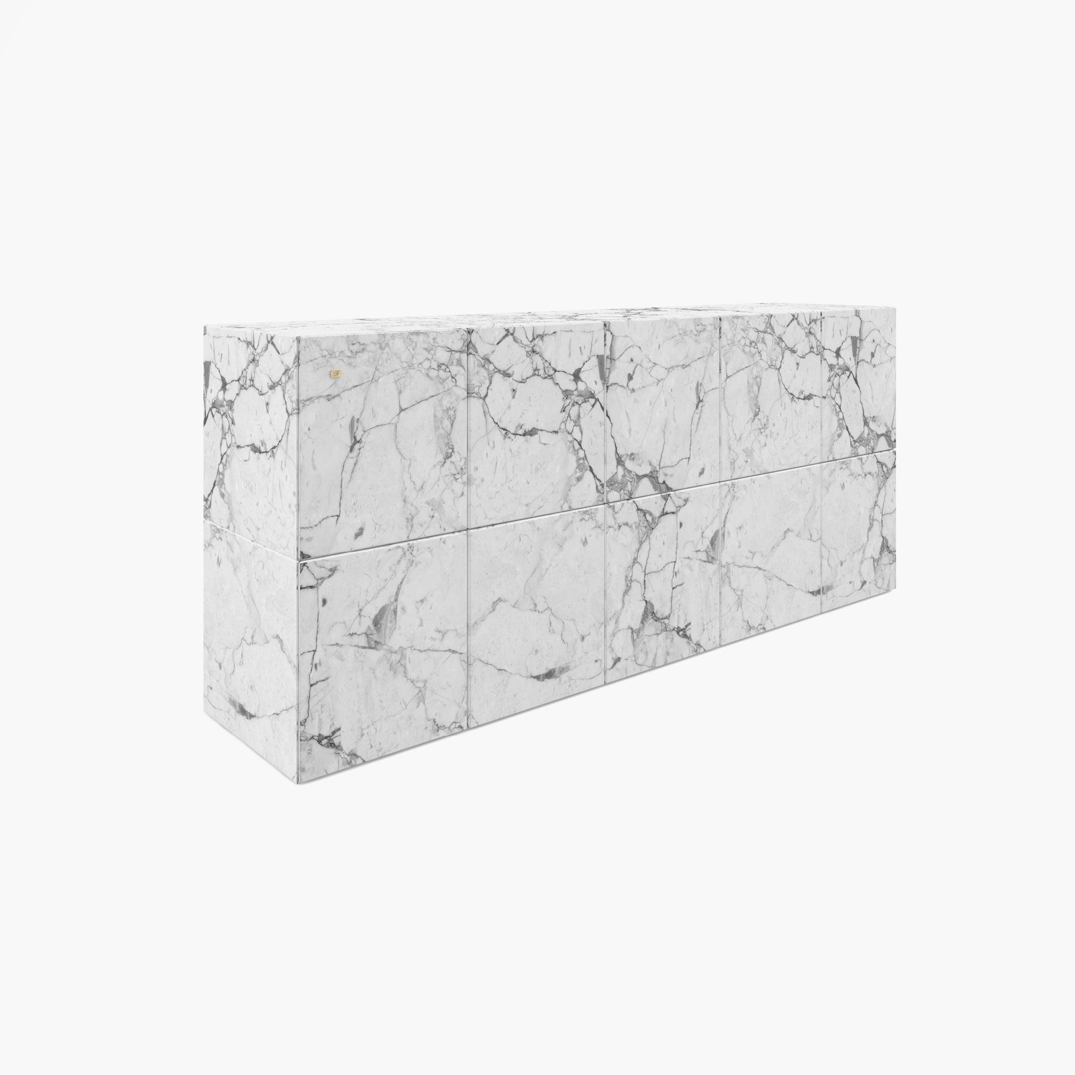 Sideboard aus Kuben Weiss Arabescato Marmor geometrisch Wohnzimmer Meisterwerke Konsolen  Sideboards FS 21 B FELIX SCHWAKE
